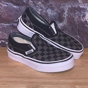 Vans Off The Wall Checkered Black Gray Classic Slip On Shoes Kids Size 10.5